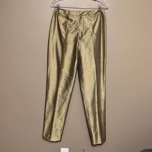 100% Silk Gold Pants Slacks by Linda Allard Ellen Tracy - 6